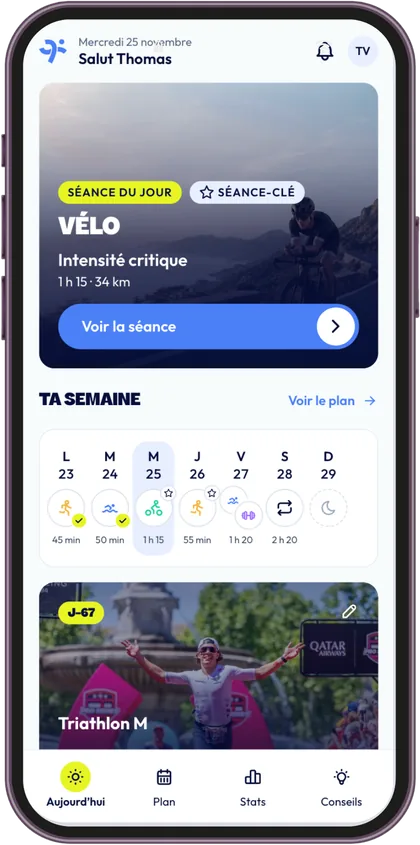 L'app Opentri : ta séance du jour, ton plan semaine par semaine et le détail de chaque séance
